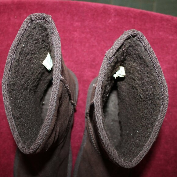 Childrens Fabric Boots - Suede feel - Brown Calf High. - Picture 4 of 4